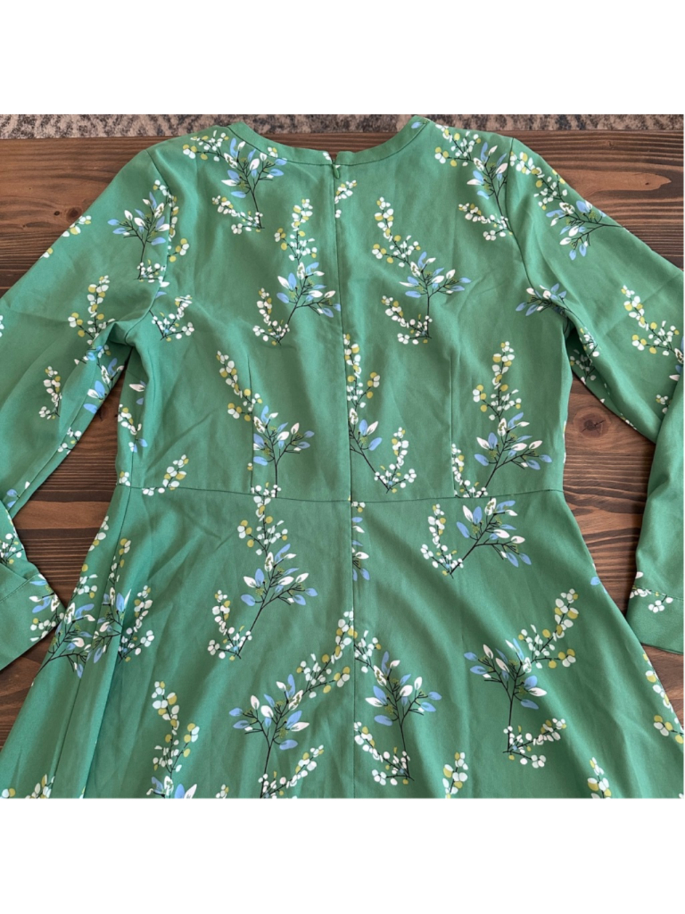 Women’s LOFT Green Floral Long Sleeve Dress Size 12 NWT - Picture 6 of 10